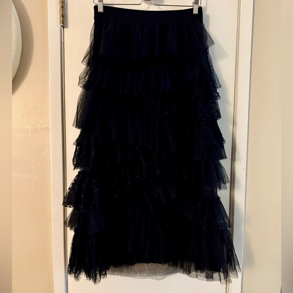 Anthropologie Ruffled Tulle Midi Skirt - Picture 2 of 8